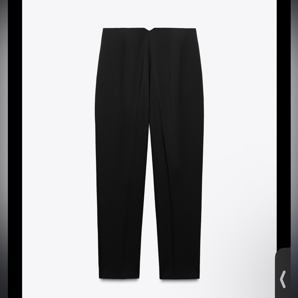 Zara Black High Waist Darted Trousers Sz Large